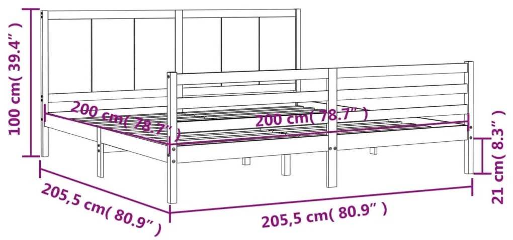 ΠΛΑΙΣΙΟ ΚΡΕΒΑΤΙΟΥ ΜΕ ΚΕΦΑΛΑΡΙ ΜΑΥΡΟ 200X200 ΕΚ. ΜΑΣΙΦ ΞΥΛΟ 3194530