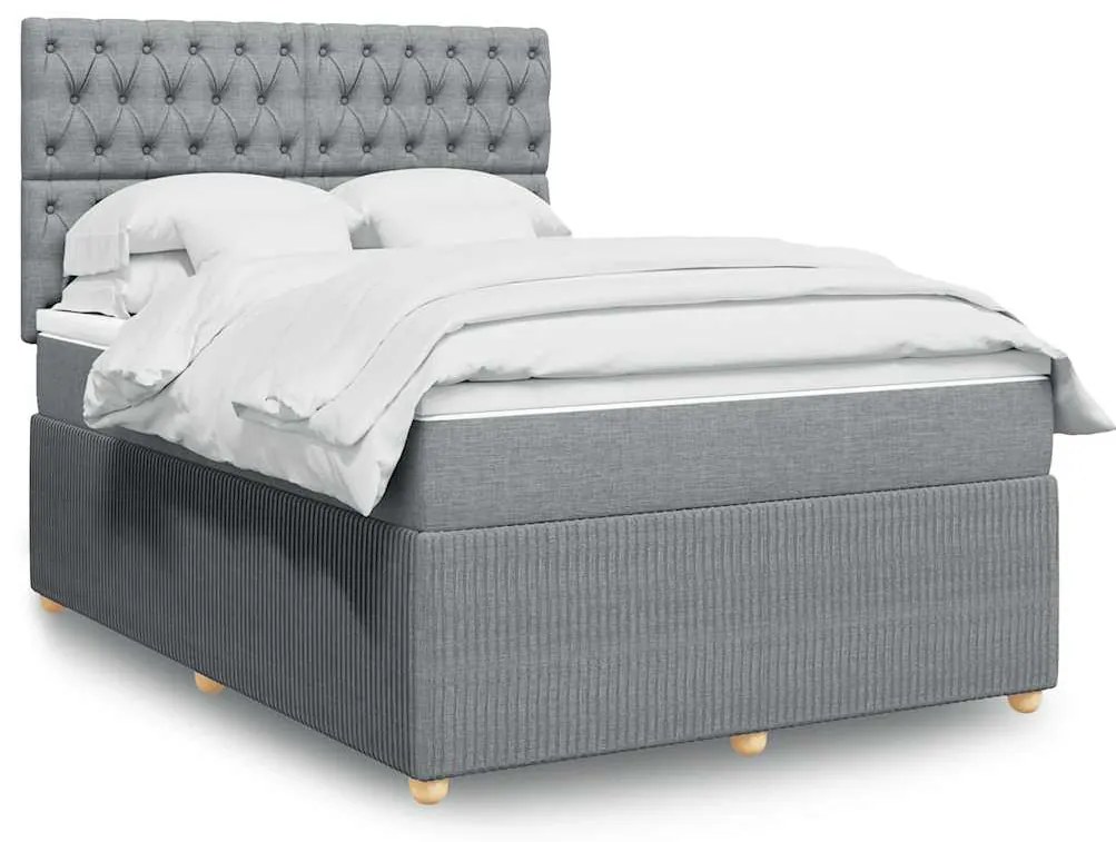 vidaXL Κρεβάτι Boxspring με Στρώμα Αν. Πράσινο 160x200εκ Υφασμάτινο