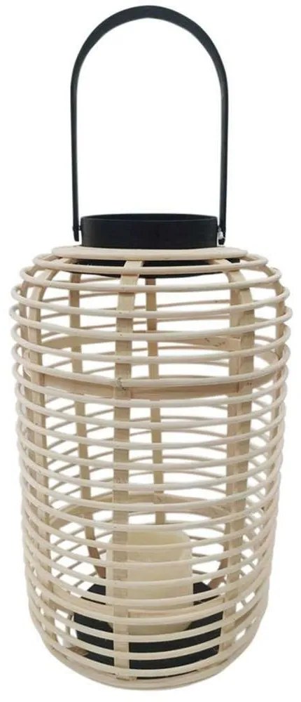 Φανάρι Με Κερί Led 00.06.61158 24,5x41,5cm Natural Rattan