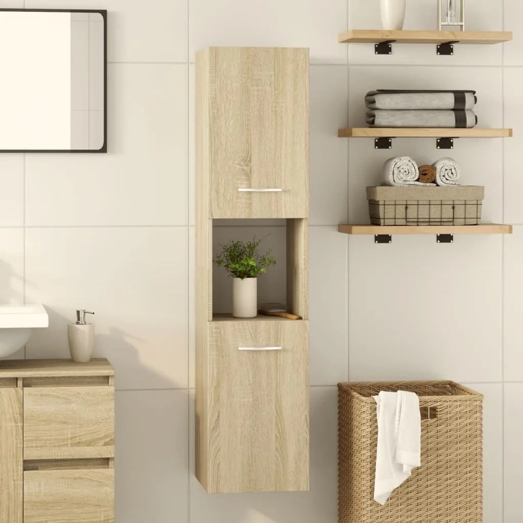 Στήλη Μπάνιου Sonoma Δρυς 30 x 30 x 130 εκ. από Επεξ. Ξύλο 849635