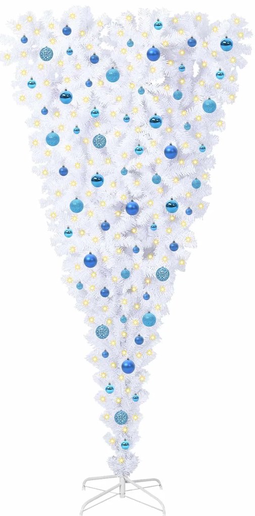 vidaXL Τεχνητό Χριστουγεννιάτικο Δέντρο Λευκό 210 cm PVC και Χάλυβας