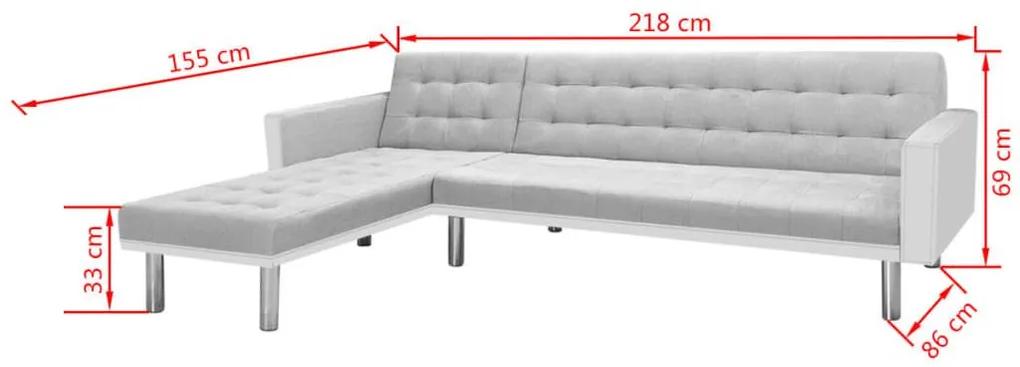 Καναπές-Κρεβάτι Γωνιακός Λευκός/Γκρι 218x155x69 εκ. Υφασμάτινος - Γκρι