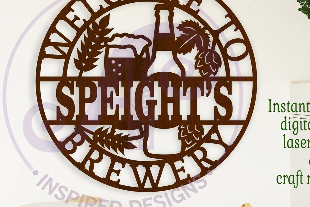 Σετ των 3 Intra απο ξύλο plywood 3mm-4mm πάχος Επιγραφή τοίχου με όνομα ζυθοποιίας, Δίασταση 10x10 cm INTRAFABR-113151361