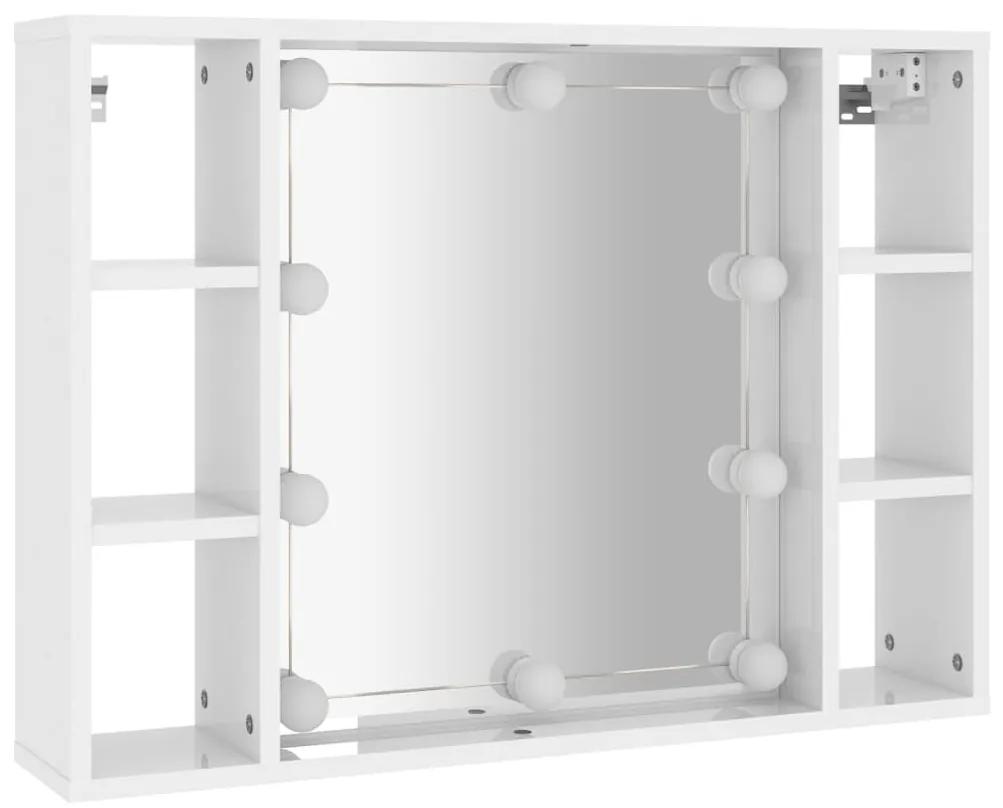 Έπιπλο Καθρέπτη με LED Γυαλιστερό Λευκό 76 x 15 x 55 εκ. - Λευκό