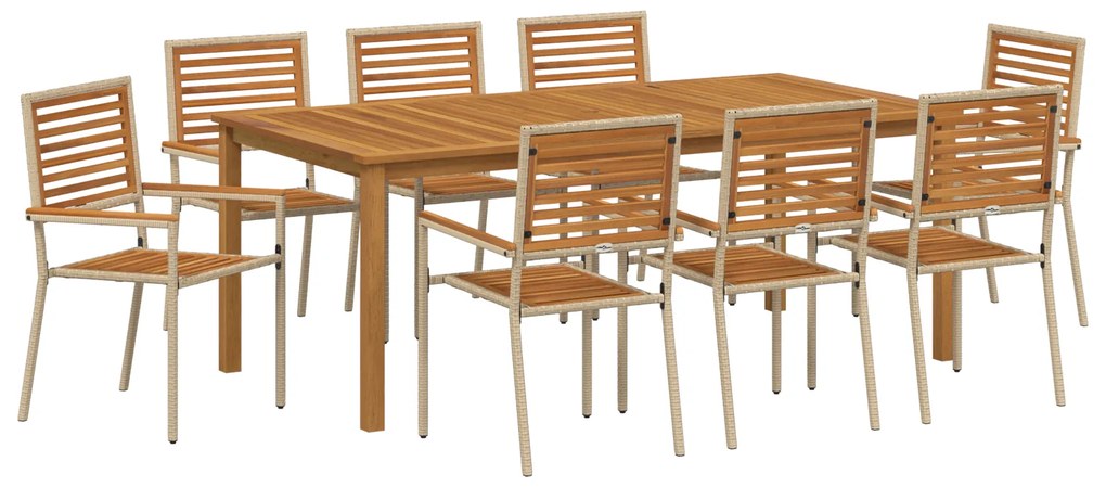 vidaXL Σετ Τραπεζαρίας Κήπου 9 pcs Μπεζ 200 x 100 x 74 cm