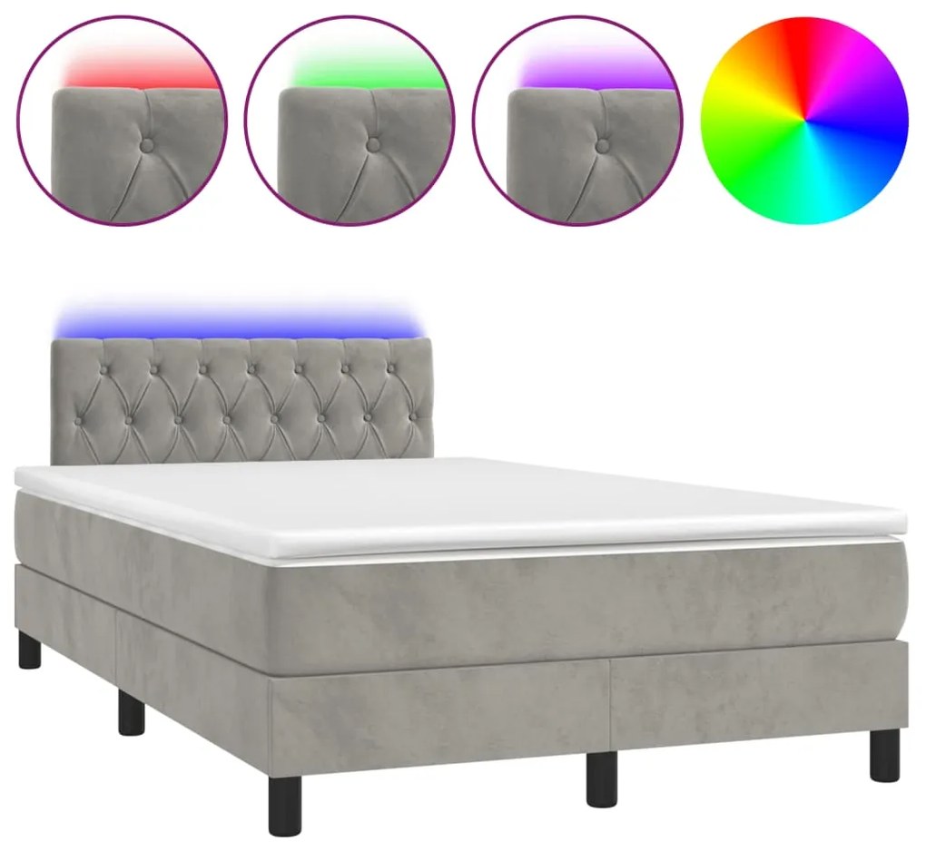 ΚΡΕΒΑΤΙ BOXSPRING ΜΕ ΣΤΡΩΜΑ &amp; LED ΑΝ.ΓΚΡΙ 120X190ΕΚ. ΒΕΛΟΥΔΙΝΟ 3270171