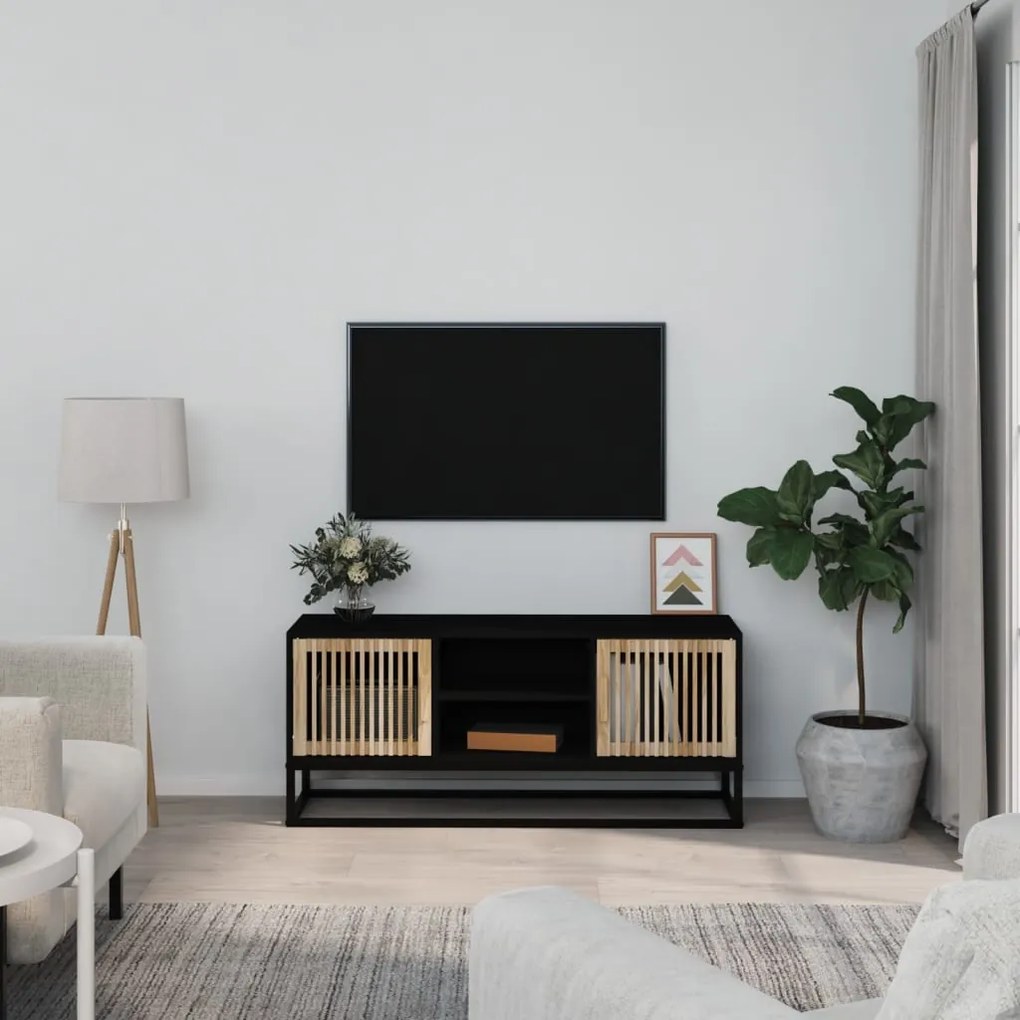vidaXL Έπιπλο Τηλεόρασης Μαύρο 105x30x45 εκ. Επεξεργασμένο Ξύλο/Σίδερο