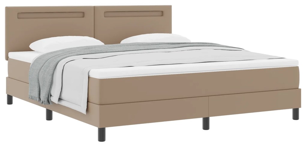 vidaXL Κρεβάτι με Στρώμα Box Spring σε Καπουτσίνο, Σούπερ Κινγκ μέγεθος, από Συνθετικό Δέρμα