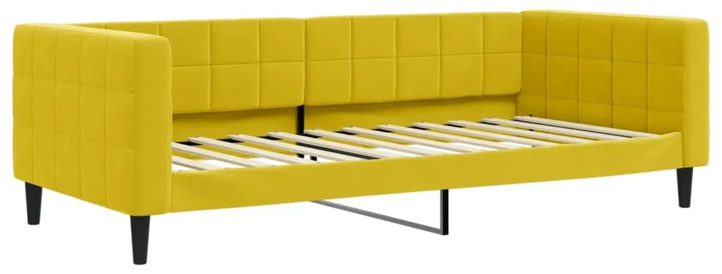 Καναπές Κρεβάτι Συρόμενος Κίτρινος 90x200εκ Βελούδινος Συρτάρια 3196768