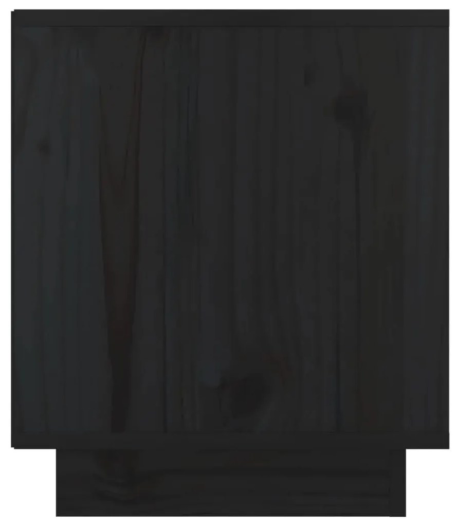 Κομοδίνα 2 τεμ. Μαύρα 40 x 34 x 40 εκ. από Μασίφ Ξύλο Πεύκου - Μαύρο
