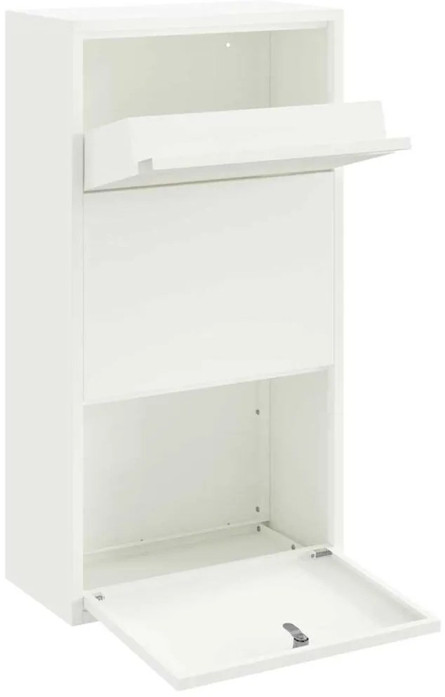 vidaXL Θυρίδα Πακέτων με αποθήκευση Λευκό 44 x 22 x 82 εκ. Ατσάλι