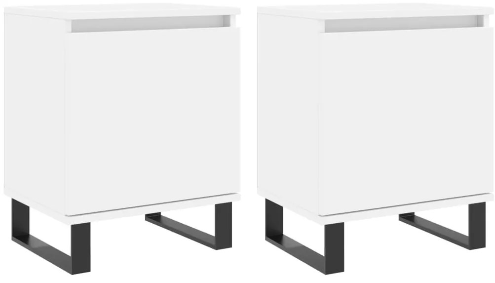 vidaXL Κομοδίνα 2 τεμ. Λευκά 40 x 30 x 50 εκ. από Επεξεργασμένο Ξύλο