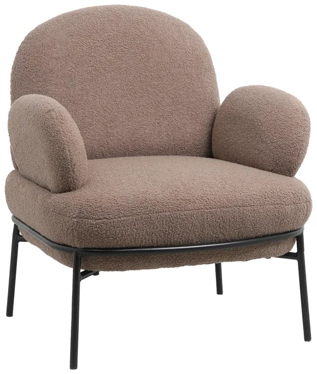 Intrahome Πολυθρόνα Jaycob Intrahome μπουκλέ καφέ-πόδι μαύρο μέταλλο 74x71x83εκ | SKU: INTRAPA-221111172