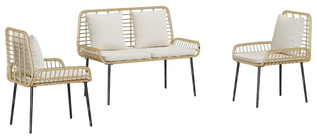vidaXL Σέτ φαγητού για κήπο 3 pcs Μαύρο, Ανθρακί Πολυ rattan, ατσάλι