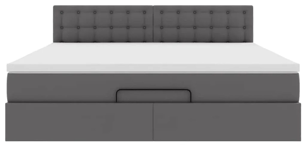 vidaXL Οθωμανικό κρεβάτι με στρώμα Γκρι 180x200cm Faux Leather