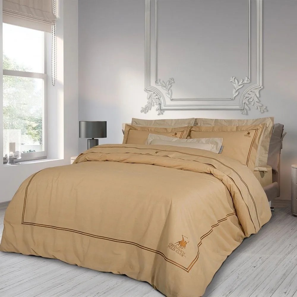 Παπλωματοθήκη 2130 (Σετ 3τμχ) Beige Greenwich Polo Club Υπέρδιπλo 220x240cm 100% Cotton Satin