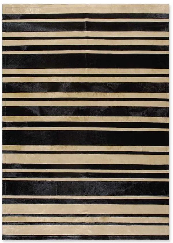 Δερμάτινο Χειροποίητο Χαλί Skin Stripes Black-Beige