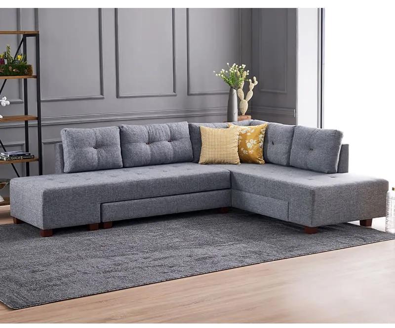 Πολυμορφικός καναπές-κρεβάτι αριστερή γωνία PWF-0156 με ύφασμα ανθρακί 206x282x85εκ
