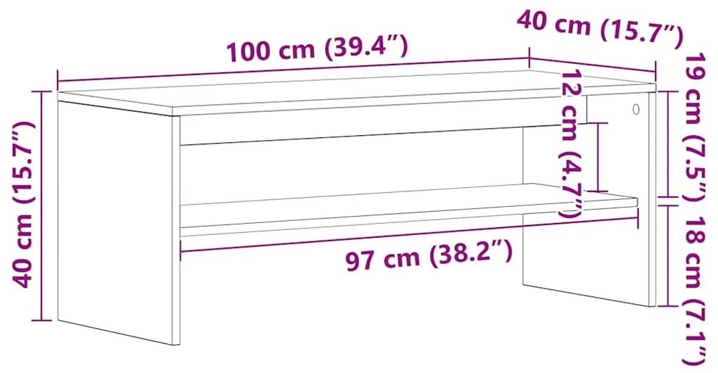 Έπιπλο Τηλεόρασης Παλιό Ξύλο 100 x 40 x 40 εκ. από Μοριοσανίδα - Καφέ