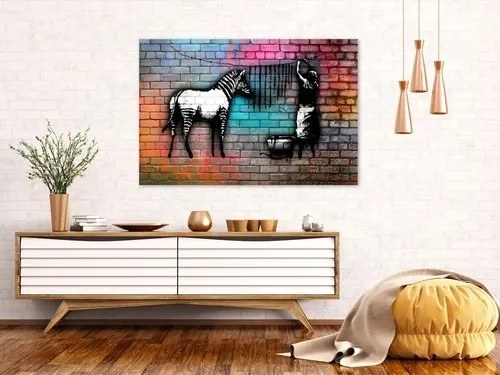 Πίνακας - Washing Zebra - Colourful Brick (1 Part) Wide - 90x60