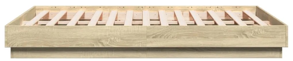 vidaXL Πλαίσιο Κρεβατιού με LED Sonoma Δρυς 135x190 εκ.