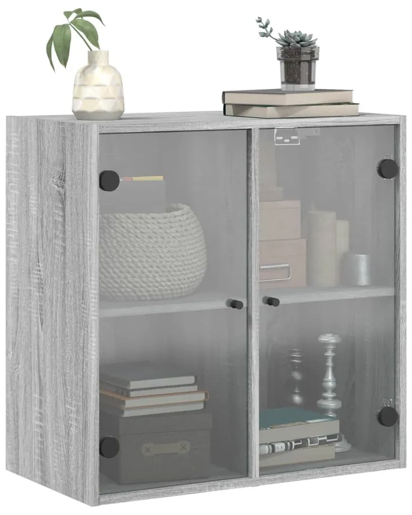 vidaXL Ντουλάπι Τοίχου Sonoma Γκρι 68x37x68,5 εκ. με Γυάλινες Πόρτες