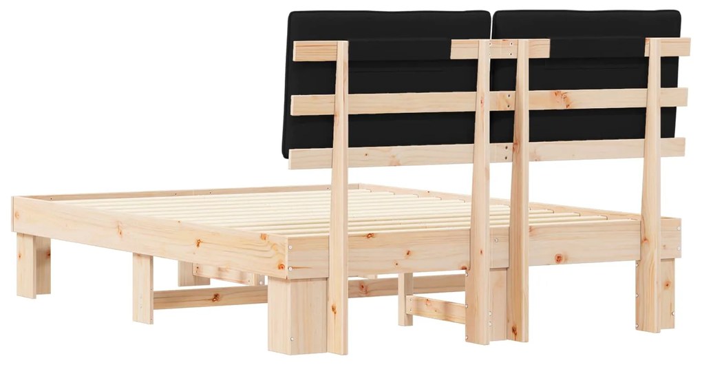 vidaXL Σκελετός Κρεβατιού με Επενδεδυμένο Κεφαλάρι Μαύρο 135 x 190 cm