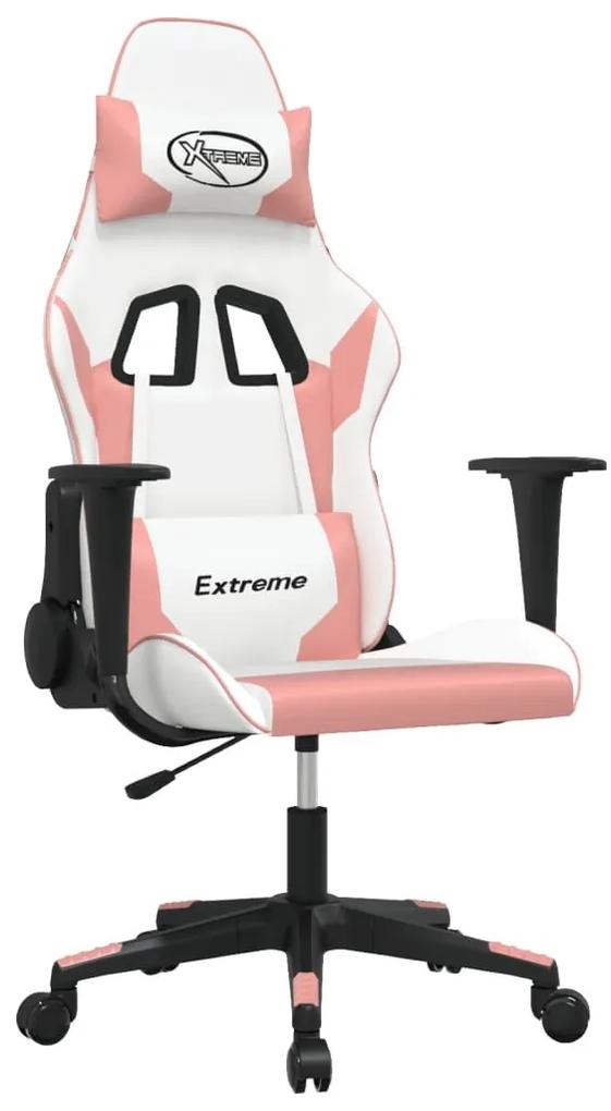 Καρέκλα Gaming Λευκό και Ροζ από Συνθετικό Δέρμα - Ροζ