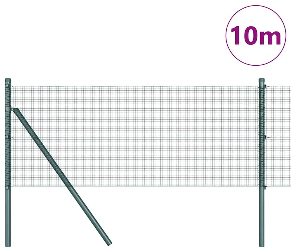 vidaXL Φράκτης με Στυλό Πράσινο 10 x 0.5 m