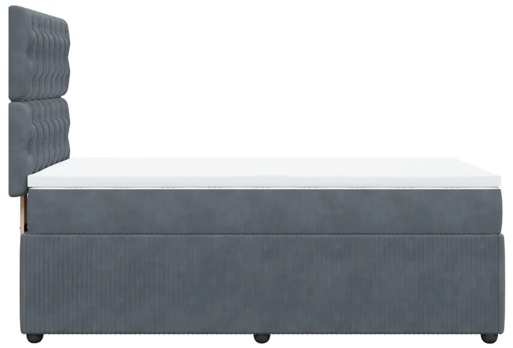 vidaXL Κρεβάτι Boxspring με Στρώμα Σκούρο Γκρι 90x200 εκ. Βελούδινο