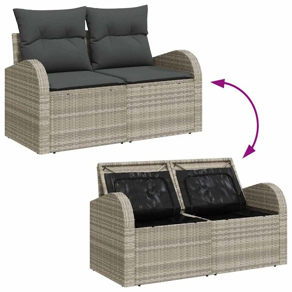 vidaXL Σετ Καναπέ Κήπου με μαξιλάρι 8 pcs Ανοιχτό Γκρι, Σκούρο Γκρι