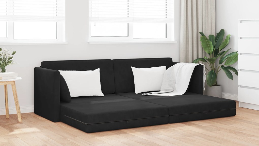 vidaXL Κρεβάτι Καναπές 2 σε 1 Μαύρος 213x144x60 εκ Βελούδο