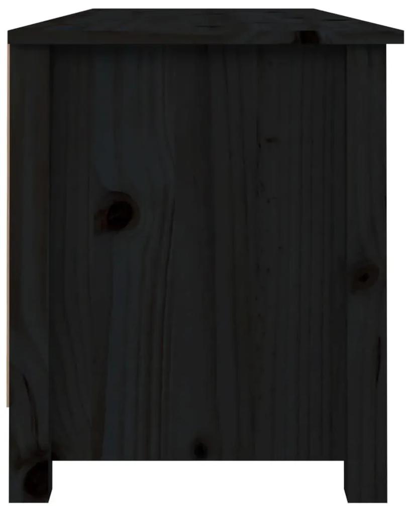 Παπουτσοθήκη Μαύρο 110 x 38 x 45,5 εκ. από Μασίφ Ξύλο Πεύκου - Μαύρο