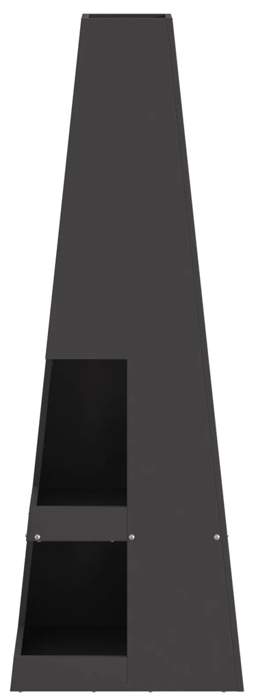 vidaXL Μάτι φωτιάς με αποθήκη ξύλων Μαύρο 35x35x100 εκ Ατσάλι