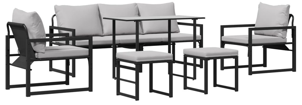 vidaXL Σετ Καναπέ Κήπου 6 pcs Μαύρο 61 x 72.5 x 71 εκ Ατσάλι