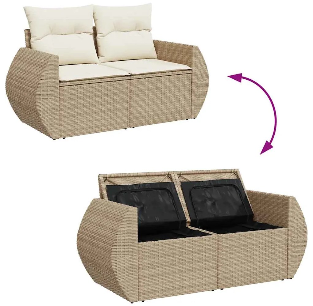 vidaXL Σετ Καναπέ Κήπου 6 τεμ. Μπεζ Συνθετικό Ρατάν με Μαξιλάρια