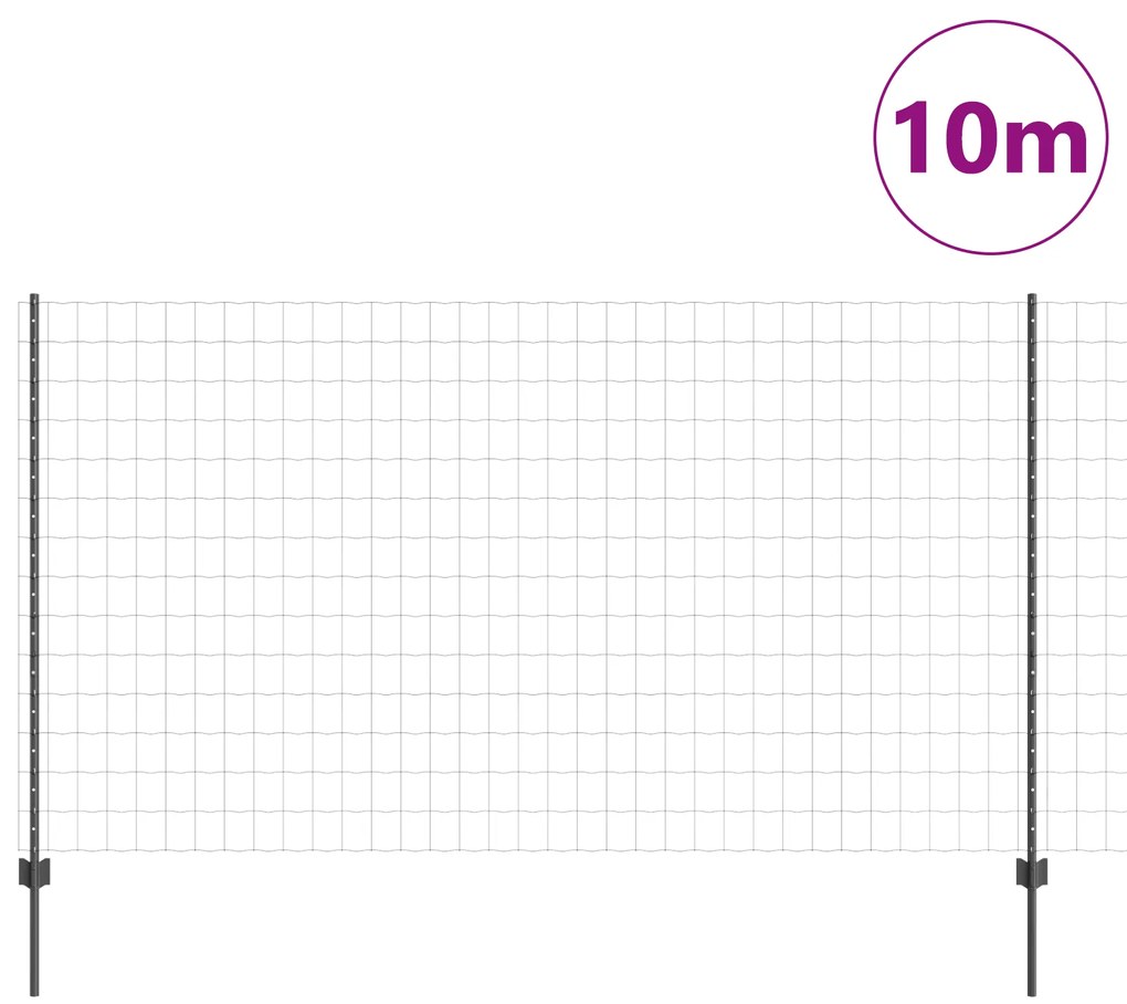 vidaXL Φράκτης με 10 U Posts Γκρι 1.4x10 μ Χάλυβας
