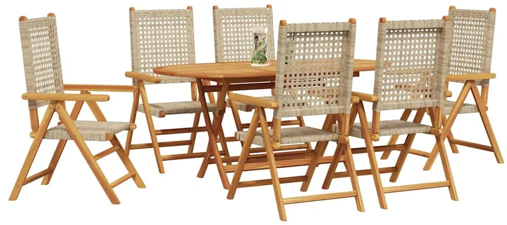 vidaXL Σέτ φαγητού για κήπο 7 pcs Μπεζ
