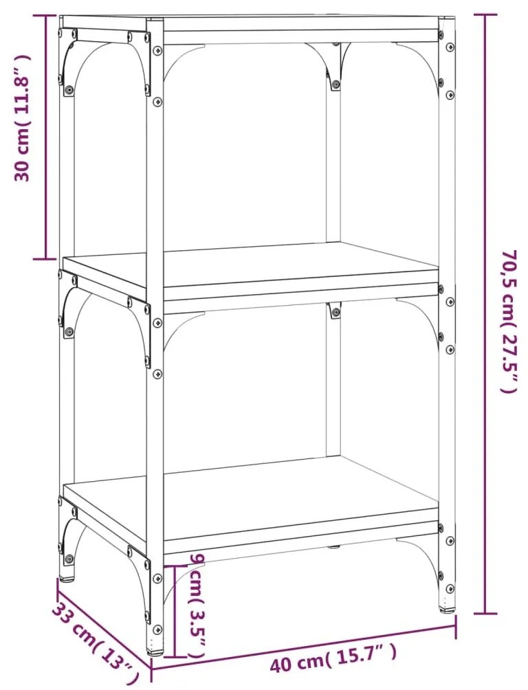 Βιβλιοθήκη Sonoma Δρυς 40x33x70,5 εκ. Επεξεργ. Ξύλο &amp; Ατσάλι - Καφέ