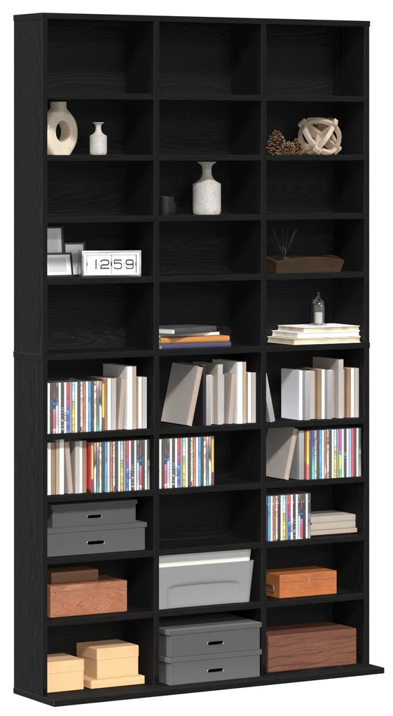 vidaXL Ντουλάπι CD Μαύρο Δρυς 101x23x177,5 εκ από Συνθετικό Ξύλο