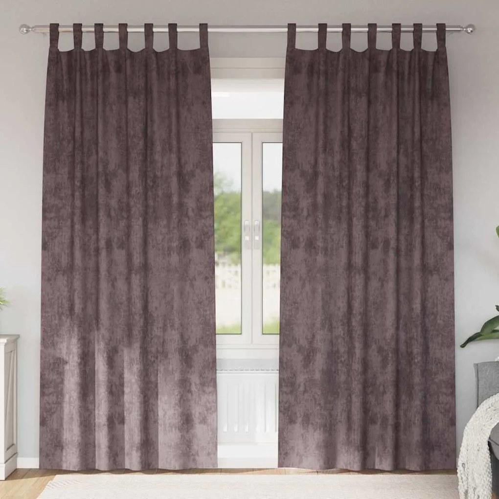 vidaXL Κουρτίνα με κουρτίνες 2 pcs Καφέ 225 x 140 εκ. Βελούδο