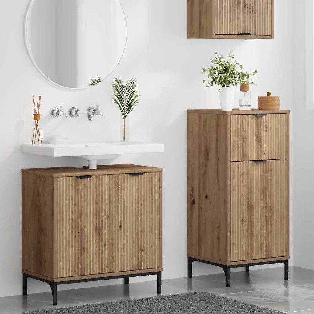 vidaXL Σετ Επίπλων Μπάνιου Καρό 2 pcs artisan δρυς 39.5 x 36 x 88 εκ