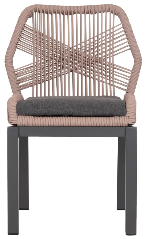 Καρέκλα HOWARD C5547.12 Αλουμίνιο Ανθρακί με Σχοινί και Μαξιλάρι Μπέζ 55,5x60x84,5Υ εκ. 4αδα 55.5x60x84.5 εκ.