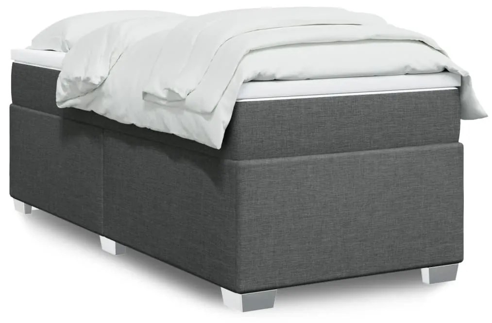 vidaXL Κρεβάτι Boxspring με Στρώμα Σκούρο Γκρι 90x190 εκ. Υφασμάτινο