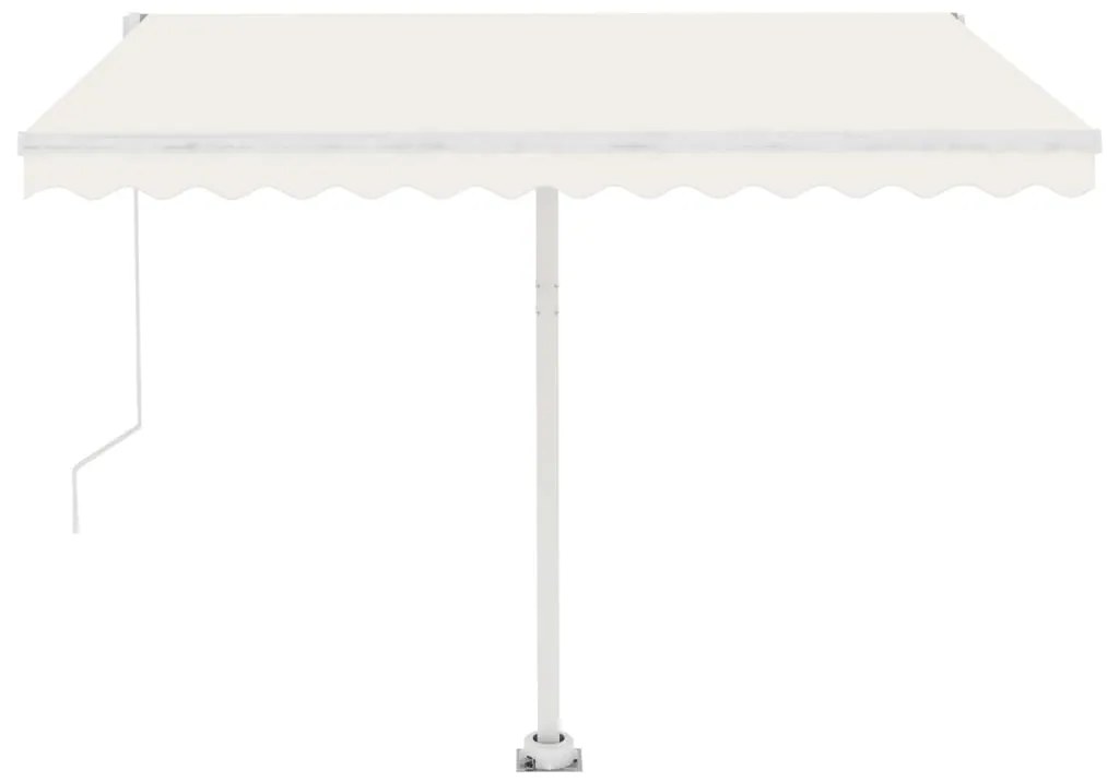 vidaXL Τέντα Συρόμενη Χειροκίνητη με LED Κρεμ 350 x 250 εκ.