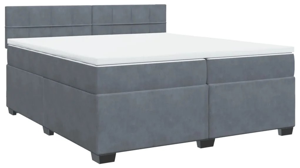 vidaXL Κρεβάτι Boxspring με Στρώμα Σκούρο Γκρι 200x200 εκ. Βελούδινο