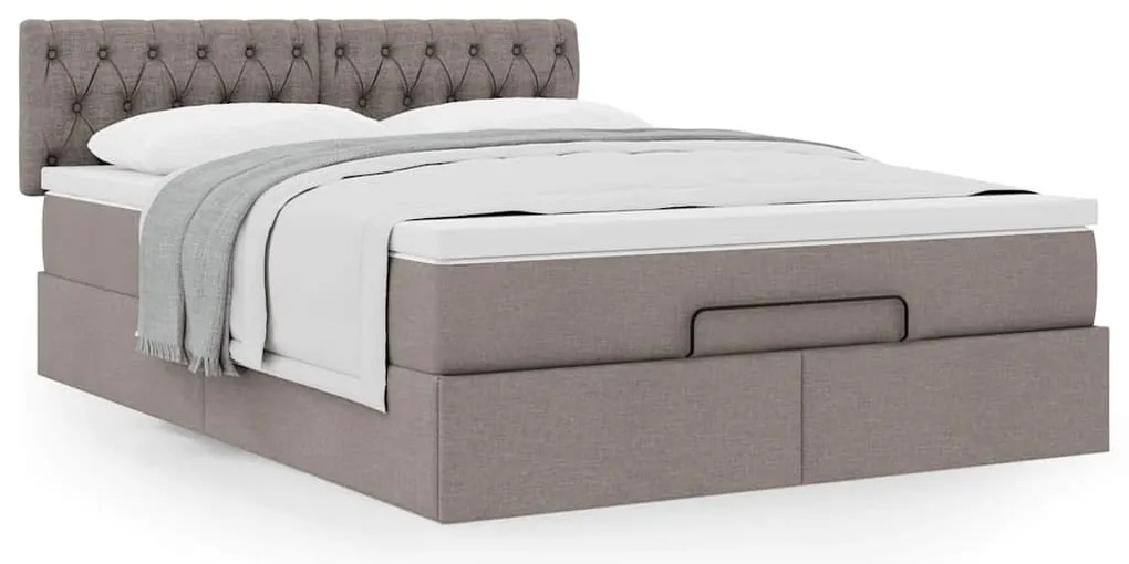 vidaXL Οθωμανικό κρεβάτι με στρώμα Taupe 140x200cm ύφασμα