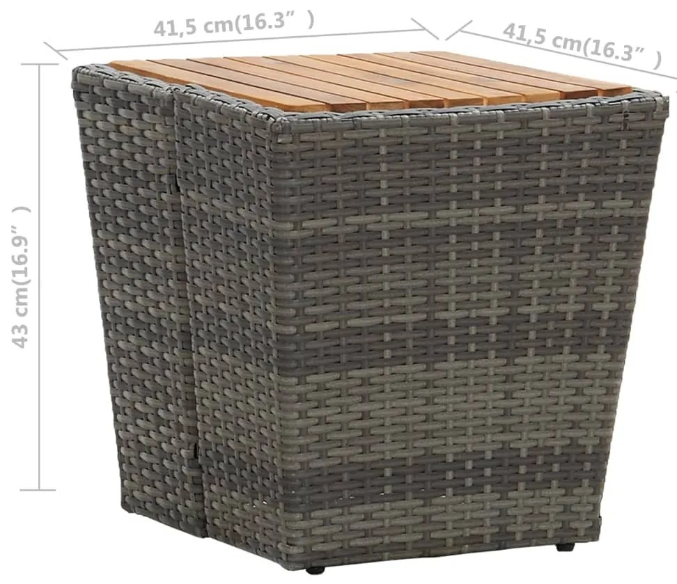 vidaXL Τραπέζι Βοηθητικό Γκρι 41,5x41,5x43 εκ Συνθ.Ρατάν/Ξύλο Ακακίας