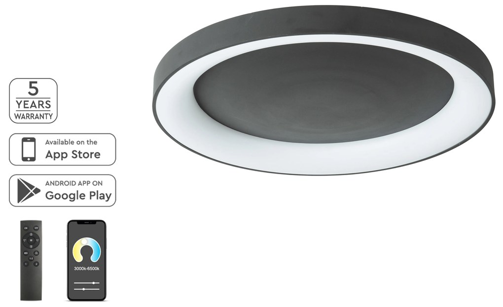 Φωτιστικό Οροφής - Πλαφονιέρα SE LED SMART 80 AMAYA CEILING BLACK Δ3 - 77-8154 - 51W - 100W - 77-8154