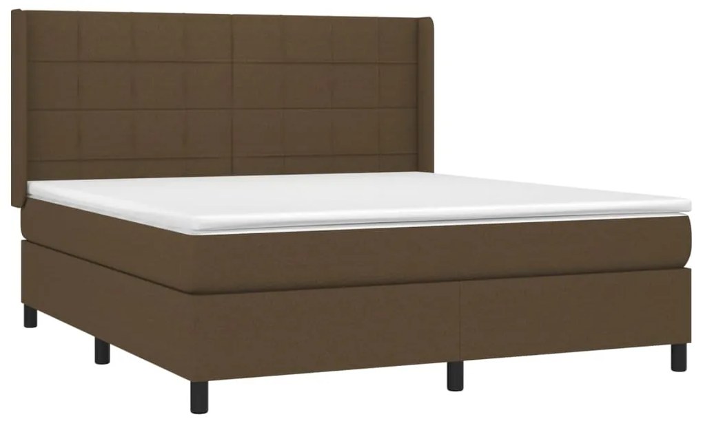 Κρεβάτι Boxspring με Στρώμα Σκούρο Καφέ 160x200 εκ Υφασμάτινο 3131444